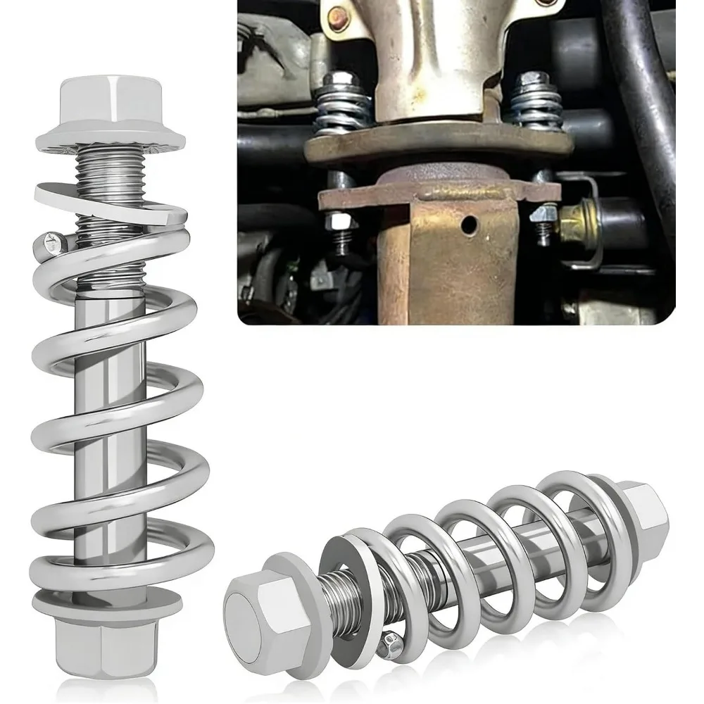 2Pcs M10x1.5 Exhaust Header Bolt Kit with Spring Nut, Heavy Duty Muffler Replacement Repair Parts for Auto Modification