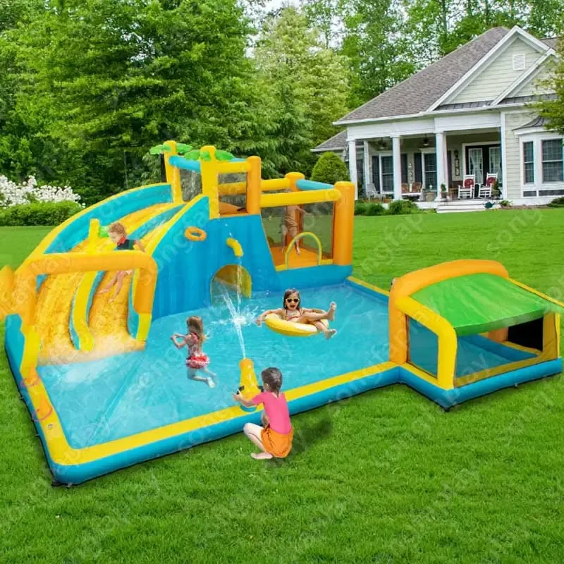 Songfa Inflatable Water Slide Castle Bouncy Slip Playground Water Features Water Park Equipment Commercial Use Portable PVC