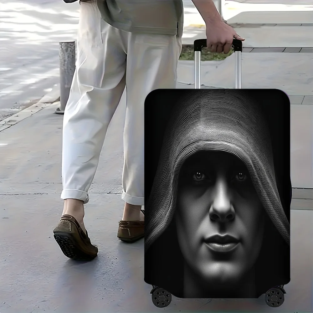 1pc hooded digital print luggage cover. Fits suitcases from 18 to 32 inches; effectively protects your luggage.