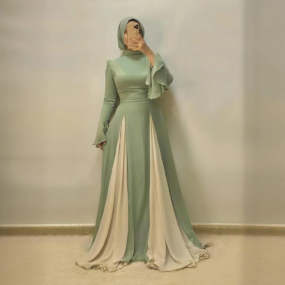

Elegant muslim Evening Dresses Long Sleeves formal dress special occasion prom dresses bestidos de gala ombre dress