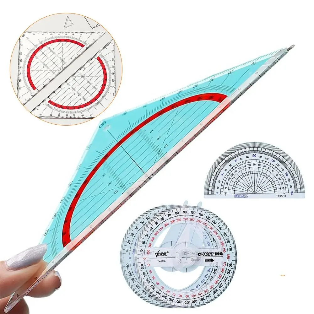 High Quality Triangle/Half Round 180/360 Degree Protractor Plastic Transparent Drawing Ruler Angle Ruler Students Gift