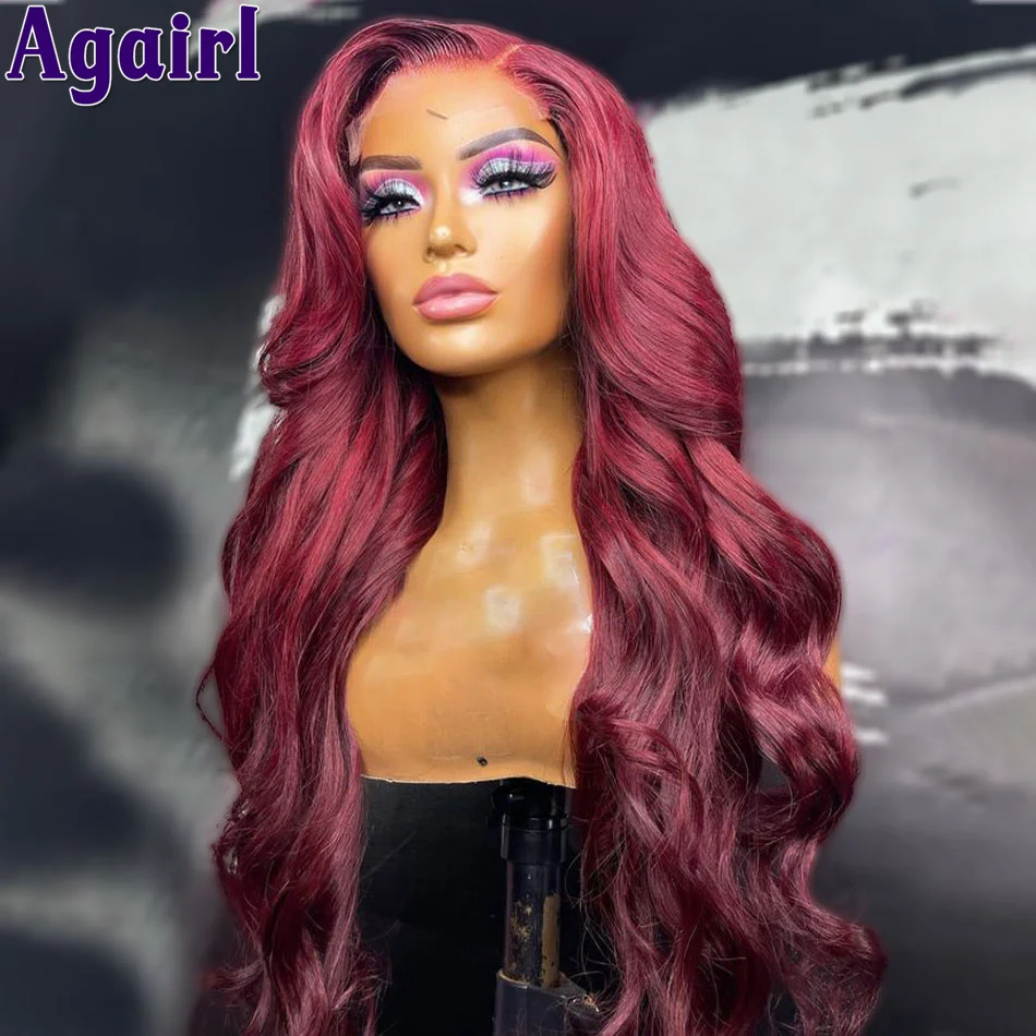 180% transparan 13X6 13X4 Multi Warna Sorot merah dengan pirang India tubuh Virgin gelombang renda wig Frontal rambut manusia untuk wanita