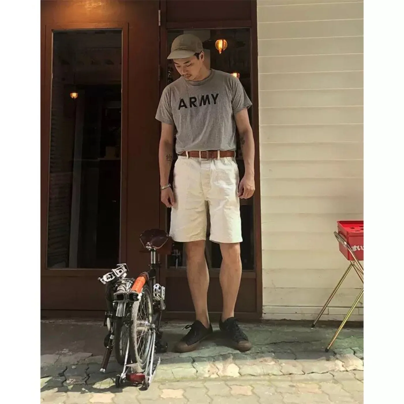 Summer Vintage Old Short Sleeved IPFU Reflective T-shirt for Men