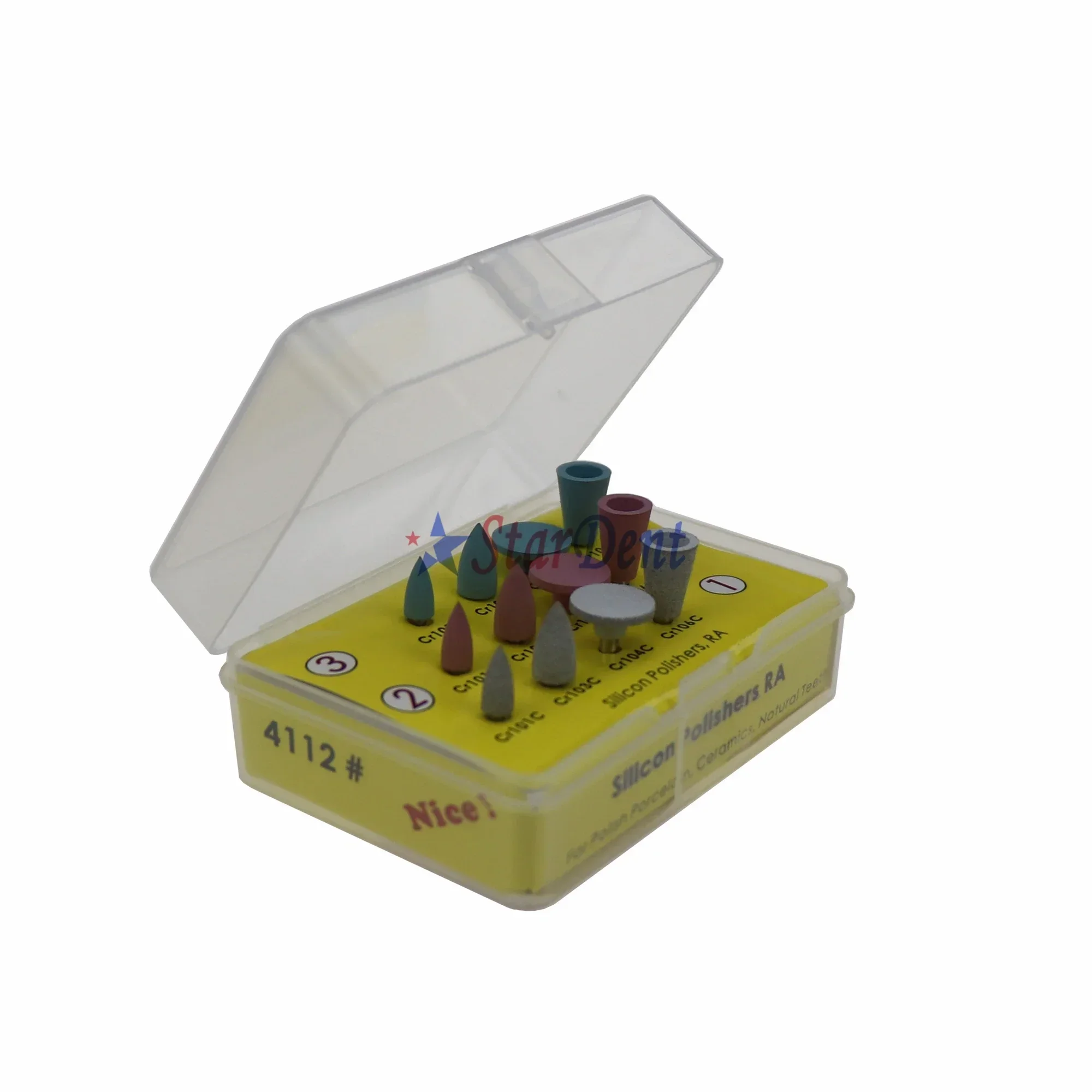 طقم تلميع السيليكون لطب الأسنان RA الخزف والأمالغام المركب تلميع القرص الأزيز