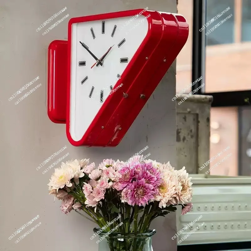 Simple Wall Decoration  Metal Double-sided Triangular Wall Clock, Wall Silent Clock