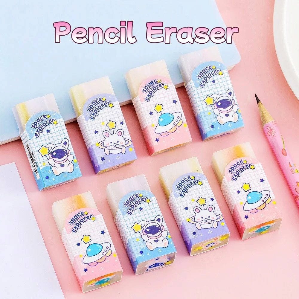 Kids' Clean Erasing Astronaut Erasers Layered Pencil Erasers for Tests Cute Cartoon Student Reward Gift School Supplies