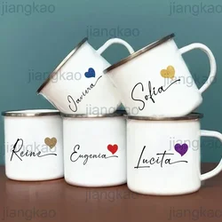 Caneca personalizada coração com copo nome personalizado canecas de café aniversário casal copos casamento presentes dos namorados de natal para ela ele