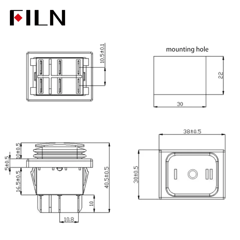 30A/220V Toggle Rocker Switch ON-OFF-ON  Heavy Duty DPDT IP67 Waterproof T85 Auto Boat Marine  With LED 12V 110V220V 30x22mm