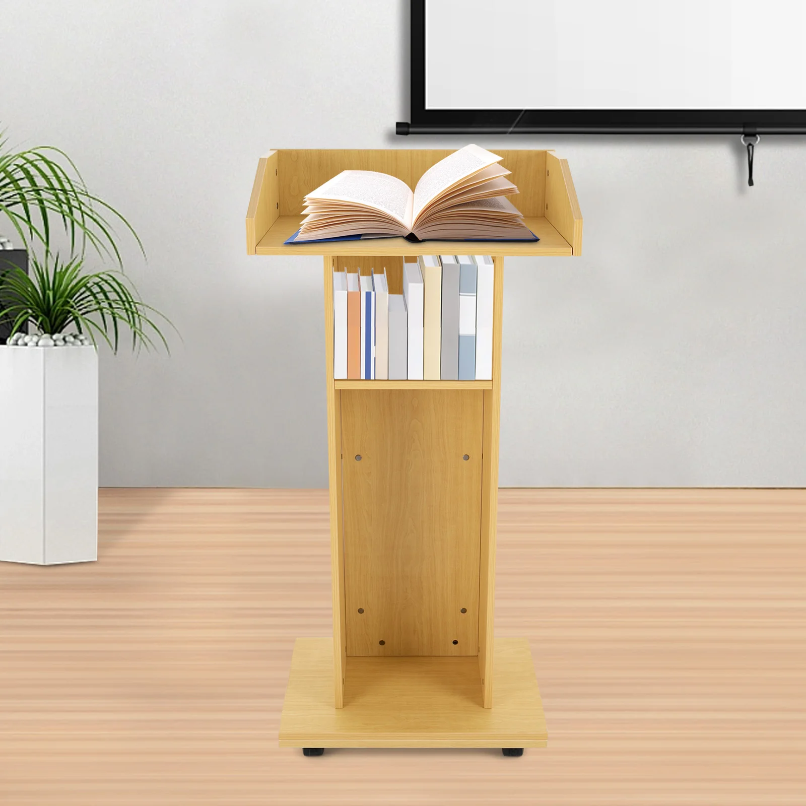 Mobile Wood Podium Stand Podium Stand Wooden Speaking Lectern Teacher Speaker Presentation Stand Portable Podium Stand Mobile