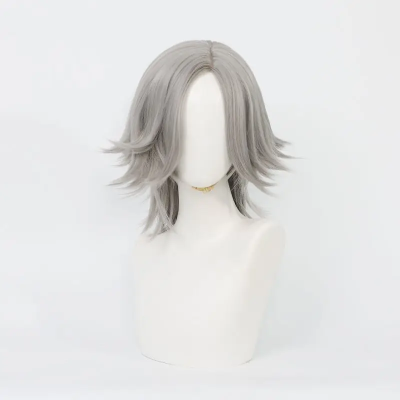 Nuevo juego, peluca de Cosplay Aotsuki Eito de cien líneas, accesorios para el cabello con flequillo corto gris, accesorios de pelucas sintéticas resistentes al calor