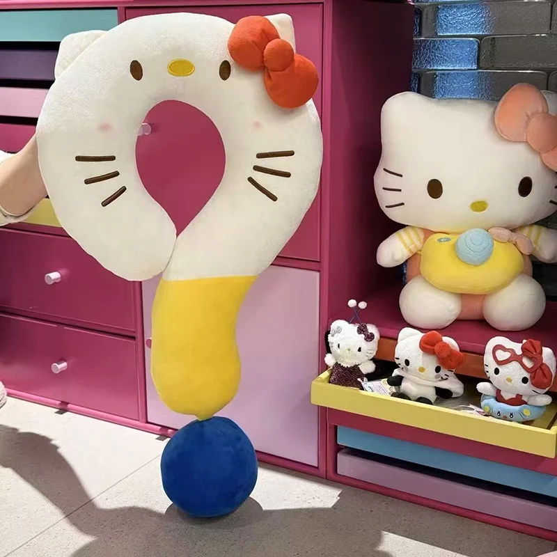 Hello Kitty U Shaped Pillow Creative Cartoon Question Mark Neck Pillow Kawaii Home Travel Soft Noon Break Sleep Pillows Gifts