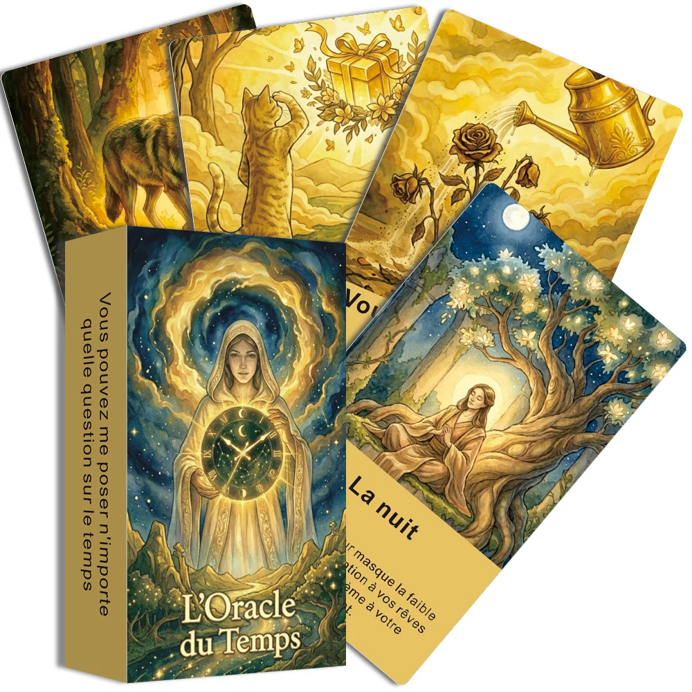 French Time Oracle Deck, 54 Original Cards, Divination Tool, Self-Reflection and Reading, French Tarot Cards, 12*7cm, 14+