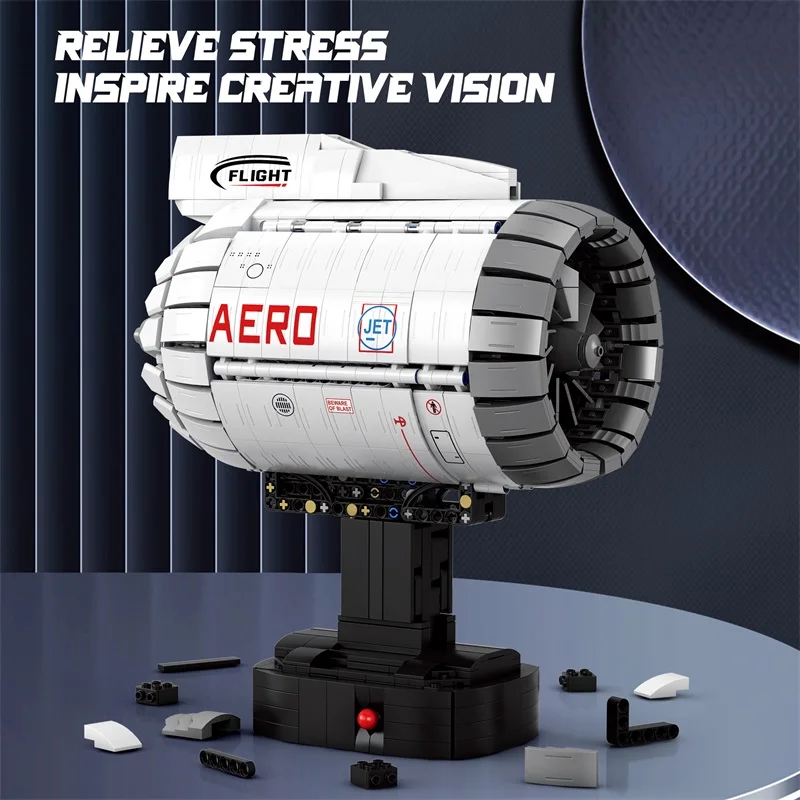 Em estoque reobrix 33019 moc aviação técnica turbofan motor blocos de construção tijolos modelo montagem crianças brinquedos presente aniversário
