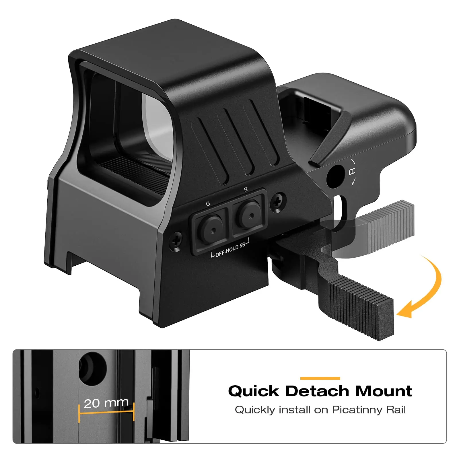 

1X22X33 Red Green Dot Sight 4 Reticles Reflex Sight Quick Detach Mount 20mm Rail for Outdoor Hunting