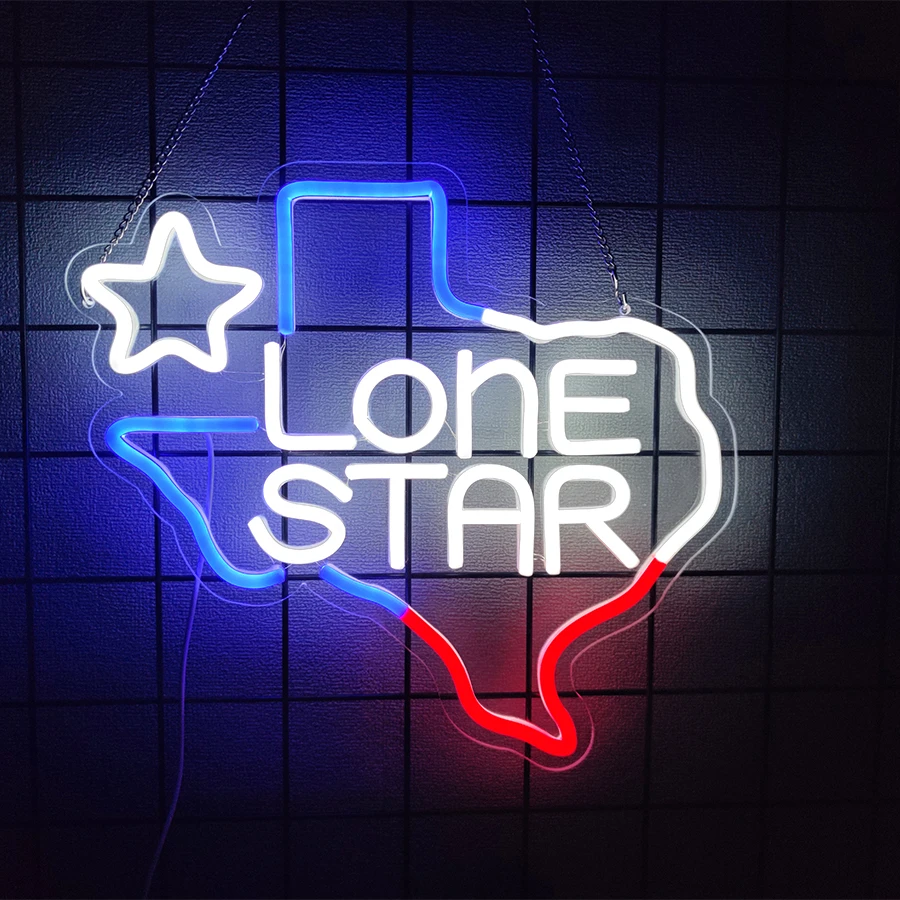 Lone Star Led Neon Wall Decor, Texas Longhorn Icon Usb Powered, Used Bedroom Man Cave Club Holiday Party Bar Garage Wall Lamp.