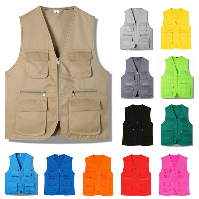 

Mens Womens Multi Pocket Tank Top Summer American Tactical Hiking Fishing Photography Director Sleeveless Outdoor Jacket Vest