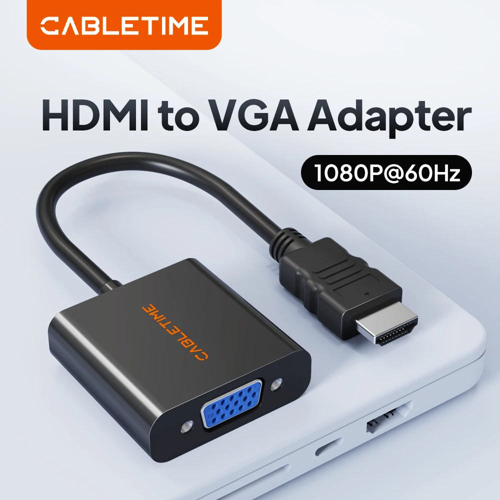 CABLETIME 1080p Male to Female Video Converter Adapter HDMI-Compatible VGA Adapter Converter Hdmi Adapter for Tablet laptop TV