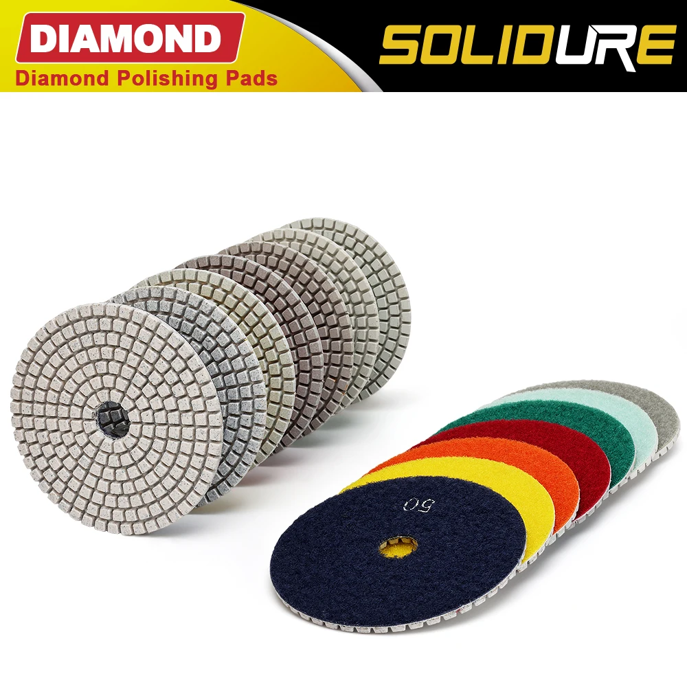 

7pcs/set 150mm 6" Diamond Polishing Pads Dry or Wet for Granite,Marble Engineered Stone and Concrete