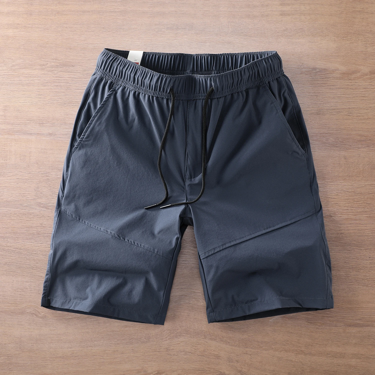 2025 Summer Thin Quick-drying Solid Color Shorts Men's Trendy Outdoor Straight Anti-wrinkle Elastic Waist Casual 5-point Pants