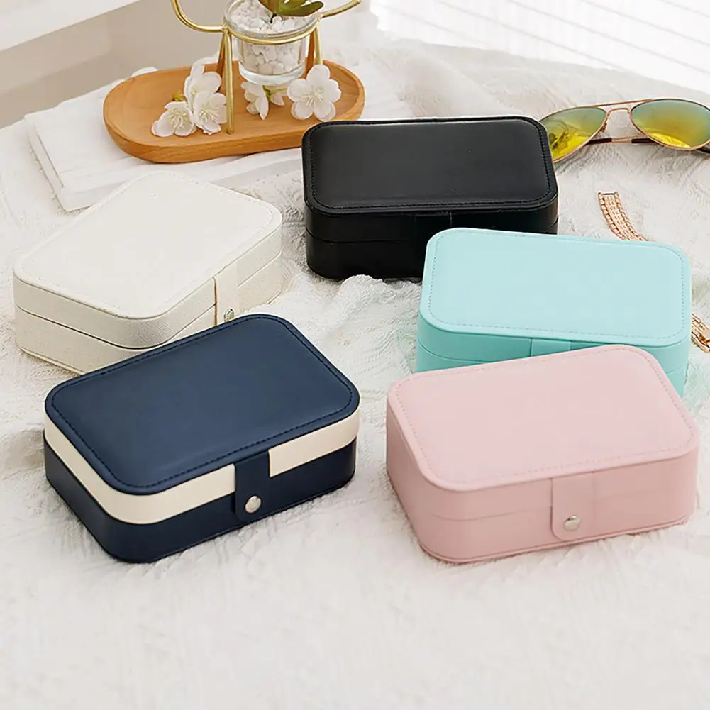 PU Leather Jewelry Box, Multi-Layer Organizer, Compact Lightweight Protective Jewelry Holder, for Rings Earrings Bracelets