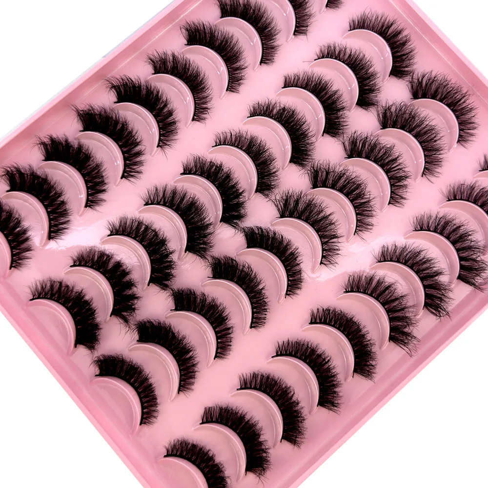 20pairs Makeup Eyelashes 3D Mink Lashes Fluffy Soft Wispy Natural Cross Lash Extension Reusable Fake Lashes Mink False Eyelashes