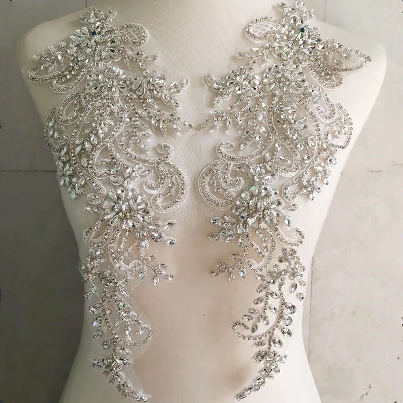 Beaded Rhinestone Flowers DIY Decor for Wedding Gowns Dresses Cheongsam Fur Performance Dance Costumes Luxury and Charming