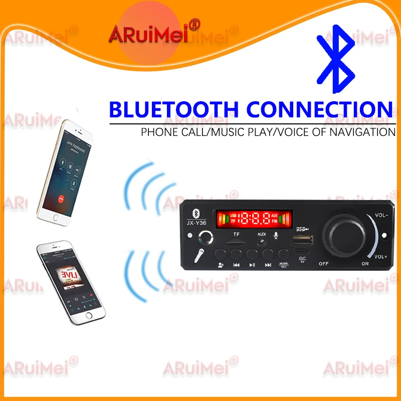 2x100W Car Bluetooth 5.0 Amplifier Board, MP3 Decoder with FM Radio/TF/USB/Recording/Handsfree Call DC 8-24V Stereo Audio System