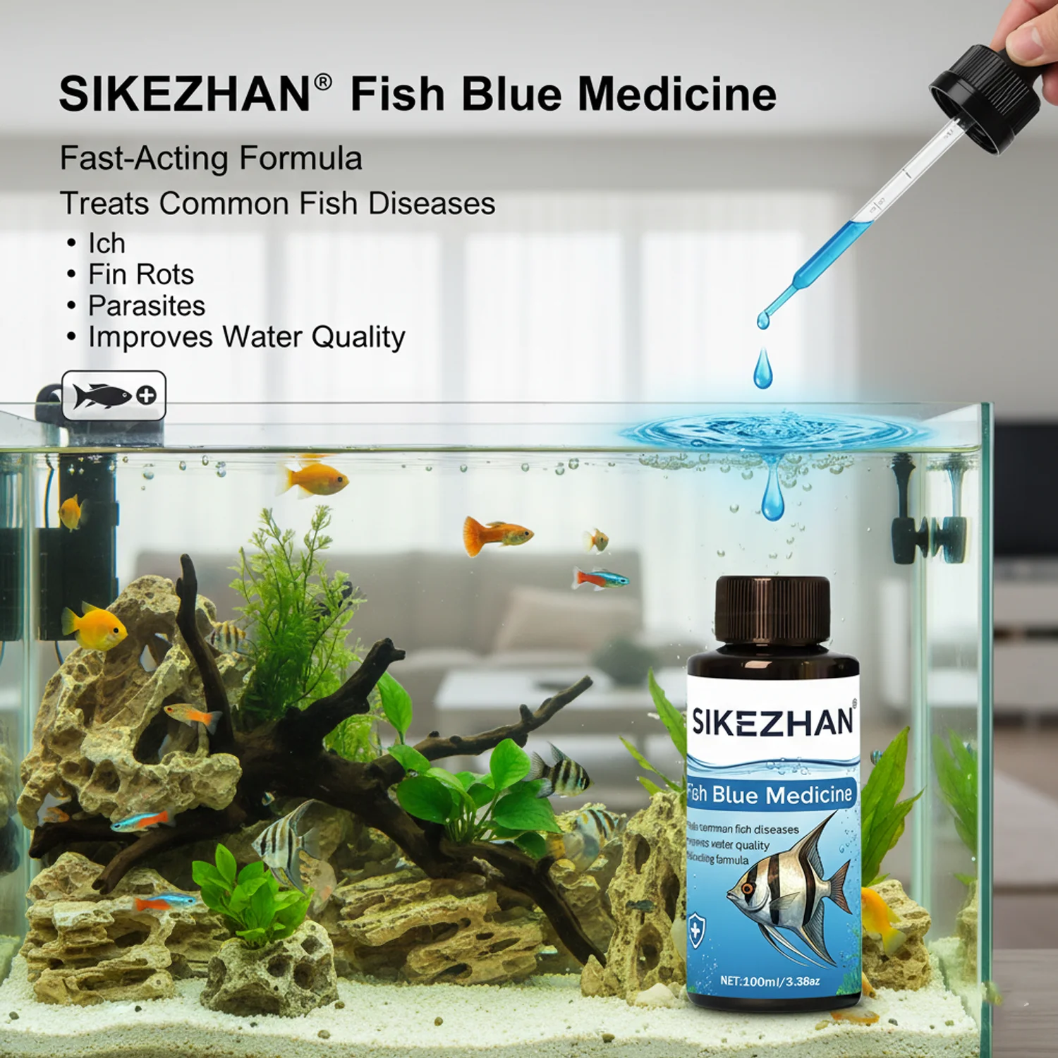น้ำยาเมทิลีนบลูขนาดใหญ่ 500 มล - Aquarium Fish Medicine บทวิจารณ์และราคา
