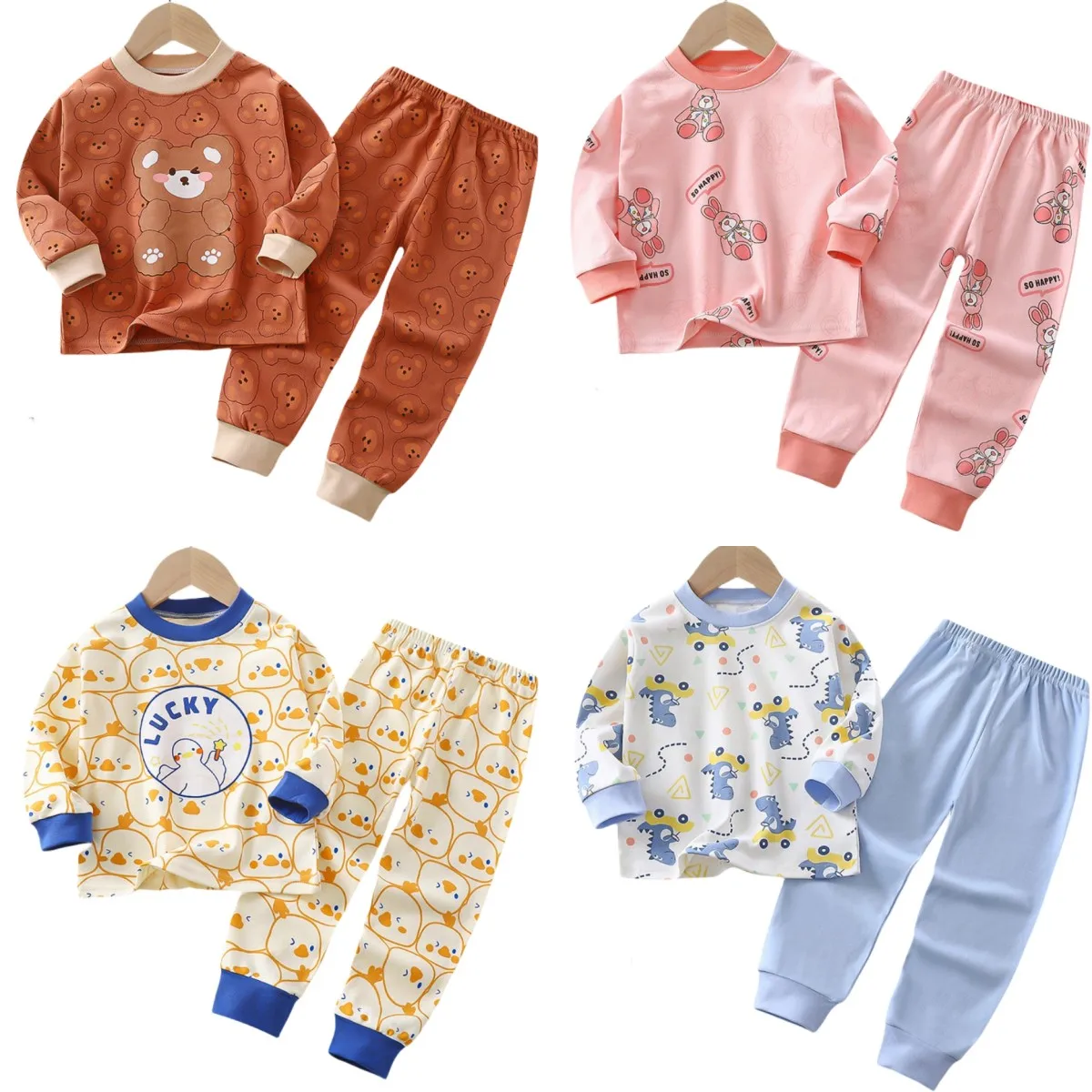 

Children Cotton Sleepwear Set Home Boys Girls Animal Pyjamas Pijamas Cotton Kids Pajamas Two-Piece Clothing Set