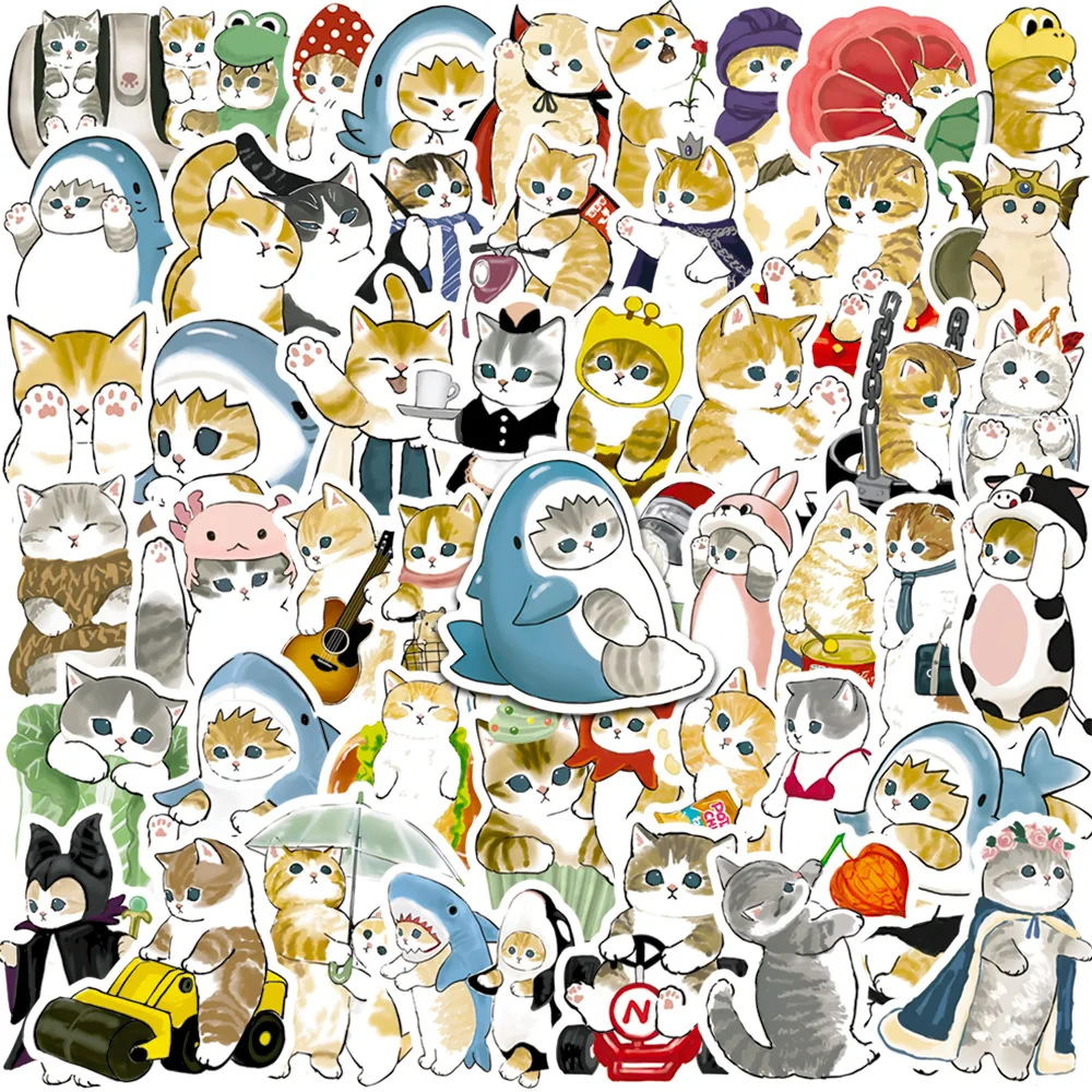 

10/30/50pcs Ink Cat Cartoon Graffiti Sticker Scrapbook Funny Creative Animal Cosplay Cute Laptop Water Diy Decoration Sticker