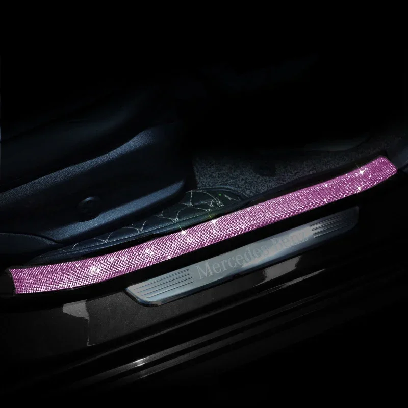 45*7CM Diamond crystal Car Trunk Door Sill Plate Protector Rear Bumper Guard Pad Trim Cover Strip auto Sticker Car Accessories