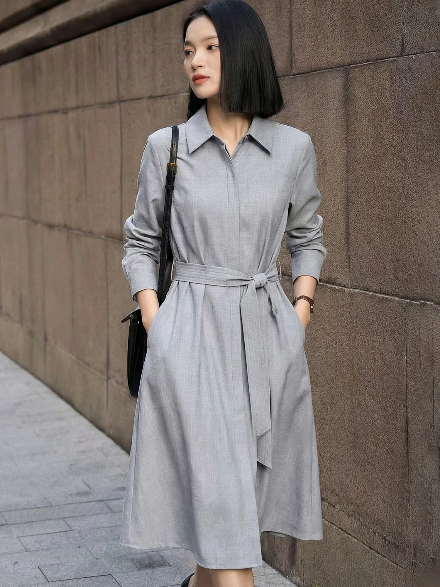 

Женская юбка Ele ey irt Dr весна 2026 с завышенной талией, на завязках, с длинным рукавом, средней длины, повседневная, дышащая, из полиэфирного волокна