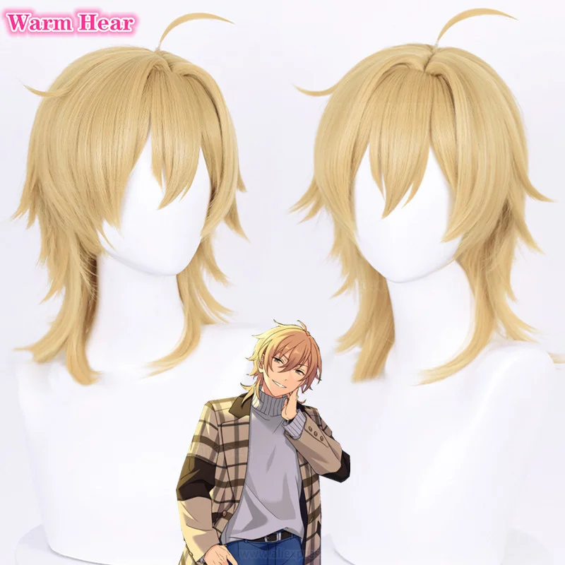 Game ES  Hakaze Kaoru Cosplay Wig 2022 Long 40cm Flax Gold Wig Heat Resistant Hair Halloween Party Wigs + Wig Cap