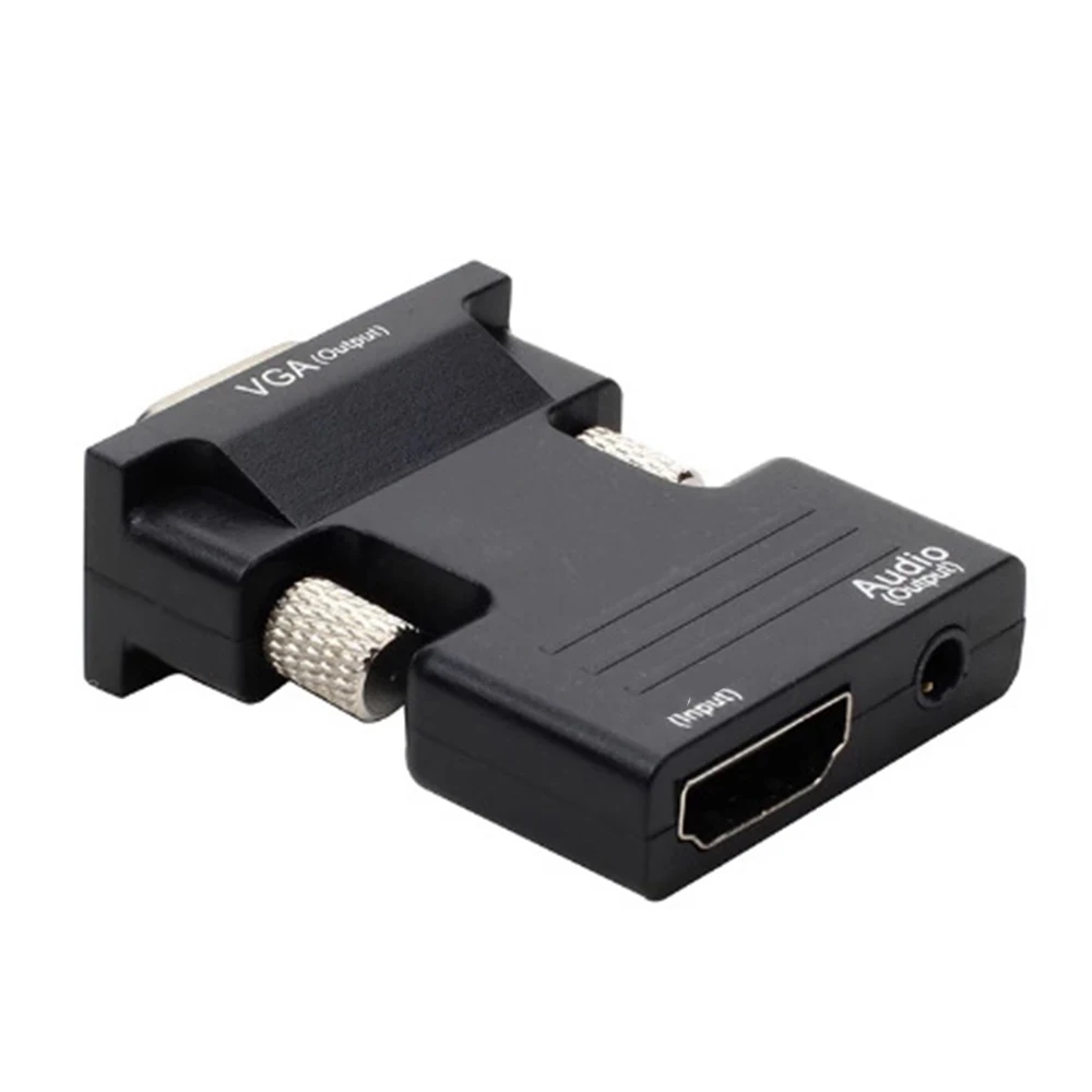 1080P HDMI-compatible to VGA Converter Female to Male Converter with 3.5mm AUX Audio Cable Adapter Video Output for Laptop TVBox