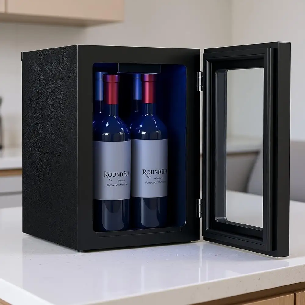 

Винный холодильник на 4 бутылки, портативный, бесшумный, со светодиодной подсветкой, 40-61 ℉ Чёрный