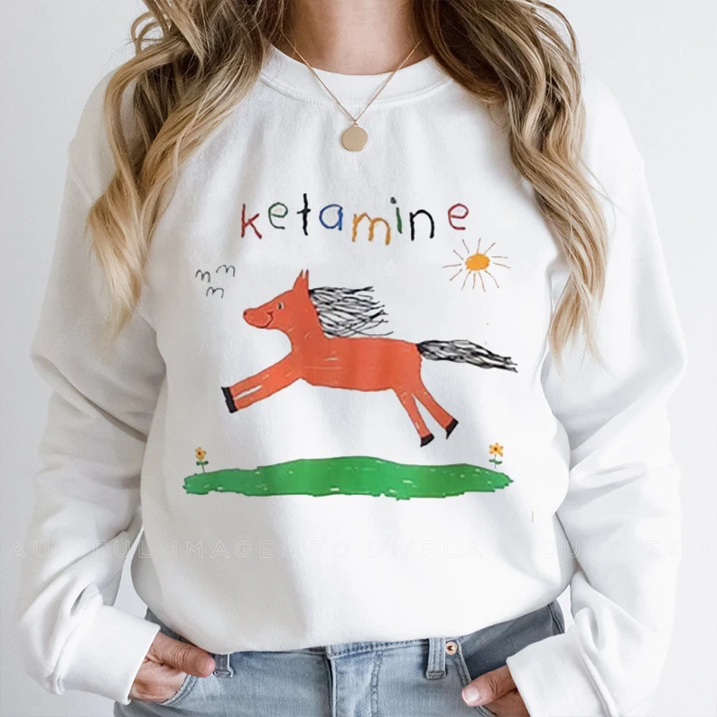 

KETAMINE Vintage Sweatshirts Horse Y2k Graphic Hoodies Women Men Clothing Cotton Hoodie Harajuku Tops Retro Streetwear Female