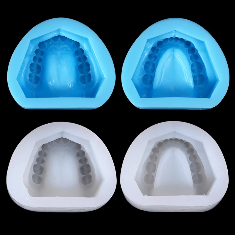 

2Pcs Dental Complete Cavity Block Mould Blue White Silicone Plaster Model Mold Base Standard Full Teeth Dentistry Equipment