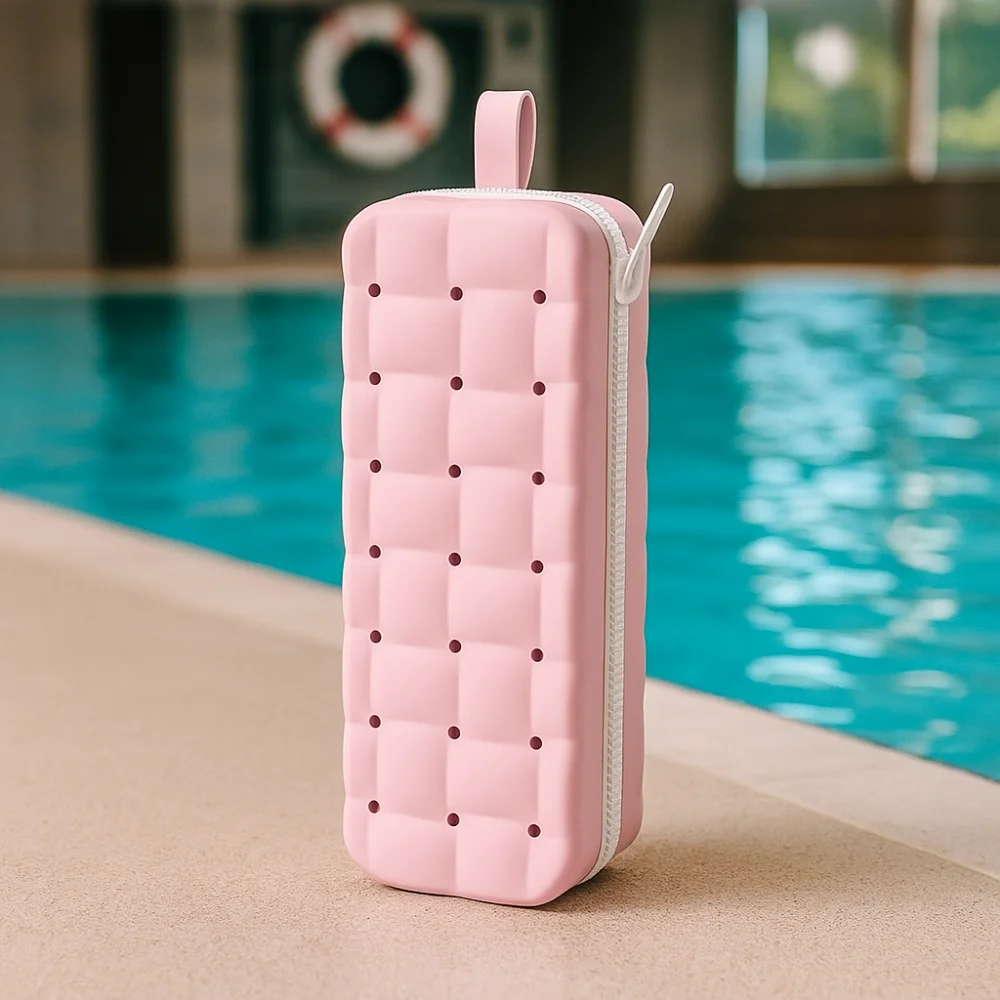 Large Capacity Silicone Goggles Case Double-sided Drain Hole Swimming Glasses Box Anti-Scratch Zipper Closure