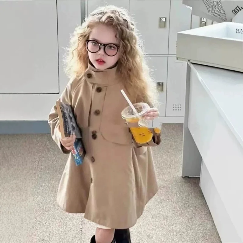 Girls Coat Windbreak Jacket Cotton Outwear 2026 Vintage Spring Autumn Outdoor Kids Windproof  Children's Clothing