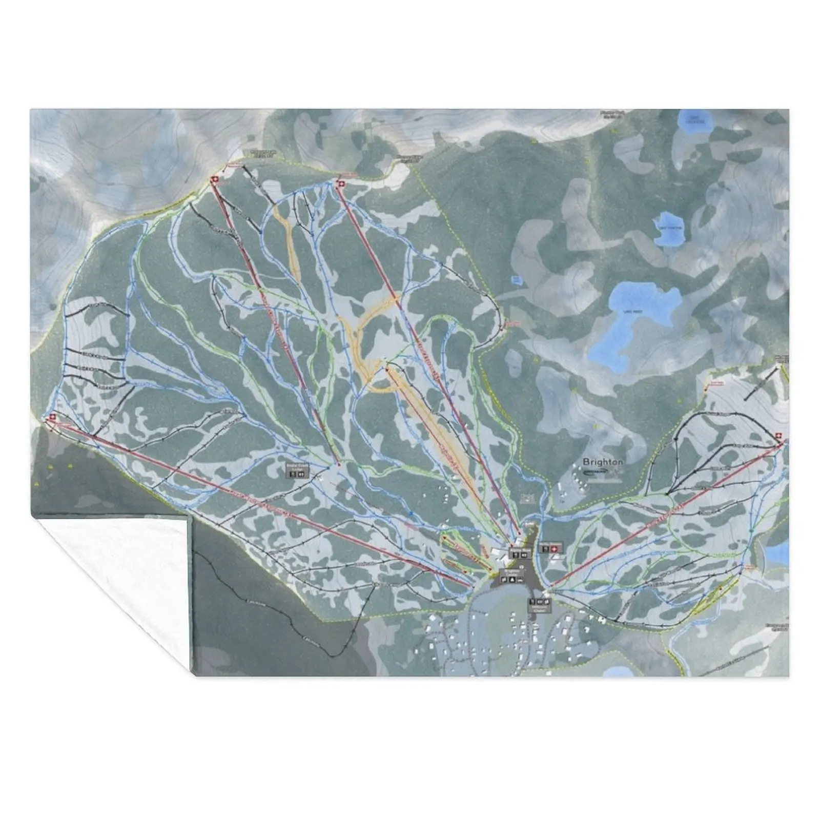 

Brighton Resort Trail Map Throw Blanket Shaggy anime Custom Blankets