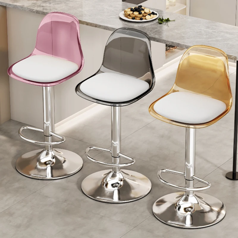 Acrylic Bar chair Home kitchen high stools Cafe Lift Swivel chair luxury counter stools Modern bar chair with backrest Furniture