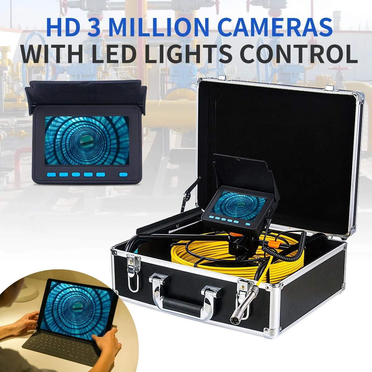 16GB HD Endoscope Camera with 4.3" Display for Pipe Inspection