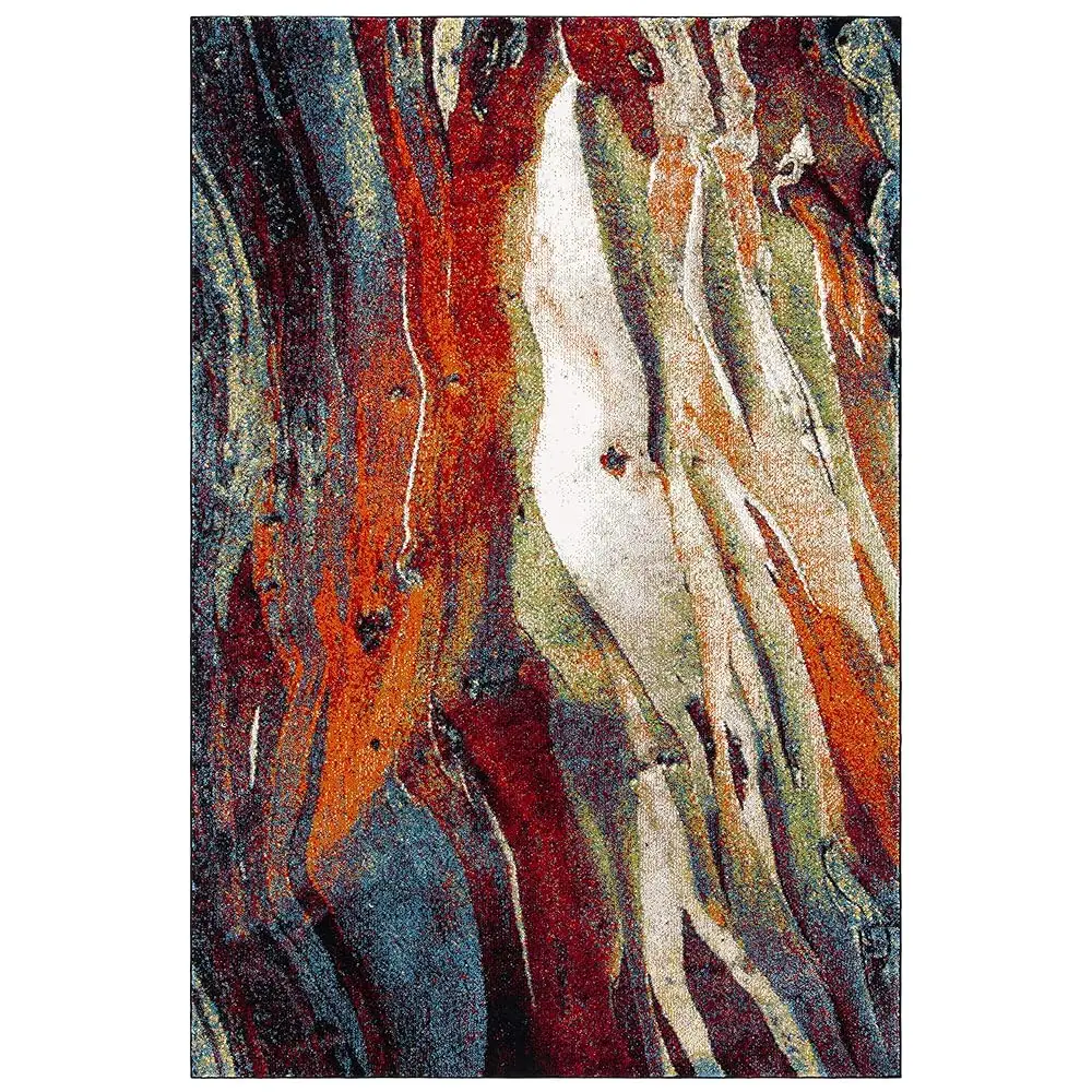 

Glacier Collection 2'3"" X 4' Red/Green Gla126Q Modern Abstract Non-Shedding Living Room Bedroom Accent Rug