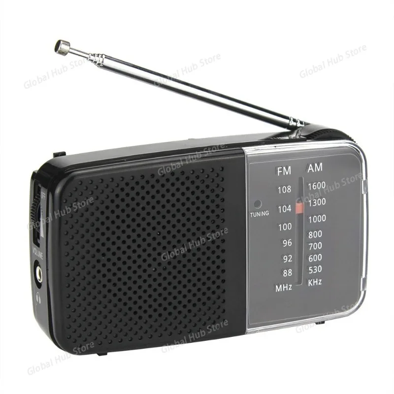 AM/FM Radio with Speaker Mini Transistor Radio with Strap Battery Powered Radio Telescopic Antenna Use