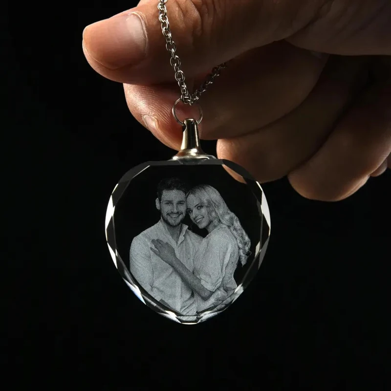 

Customized 2D Crystal Photo, Personalized Gift Necklace Heart, Gift for Wife,Women, Men, Great Custom Gifts With Your Own Photo