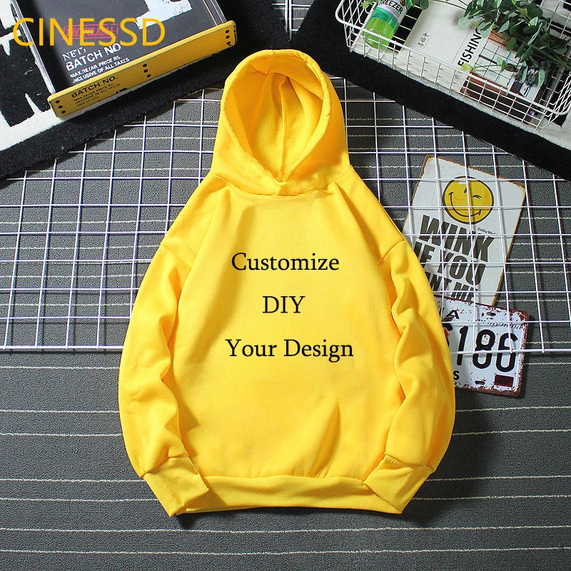 Customize Diy Your Own Design Kids Hoodies White Pink Yellow Cap Sweatshirts Winter Baby Children\'s Clothes Teen Top Tracksuit