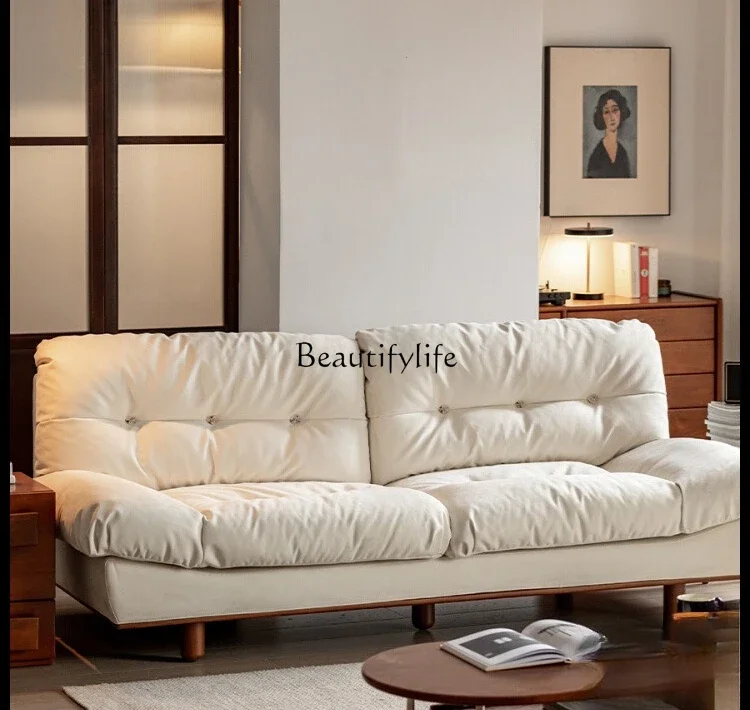 

yj19 Cloud Sofa Nordic Japanese Style Tech Fabric Home Cream Style Solid Wood Fabric
