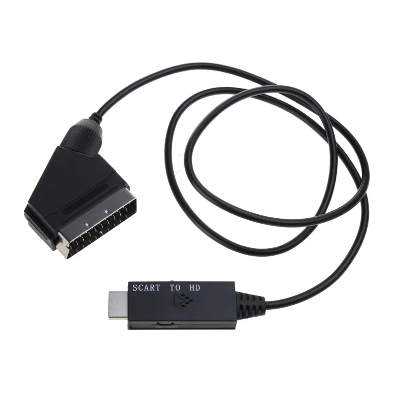 Adapter zgodny z HDMI do Scart 1080p60Hz/720p60Hz Wyjście kompatybilne z HDMI Kabel USB Zasilanie Niskie zużycie energii