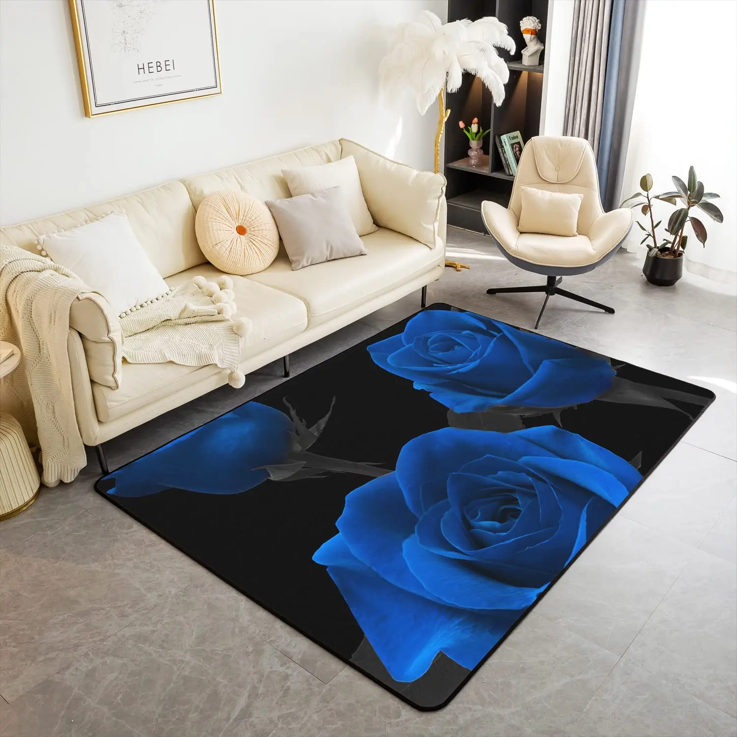 Rose Floral Carpet Romantic Flowers Rug Fantasy Floral Rectangle Area Rug for Adult Yoga Mat Living Room Decor Bathroom Doormat
