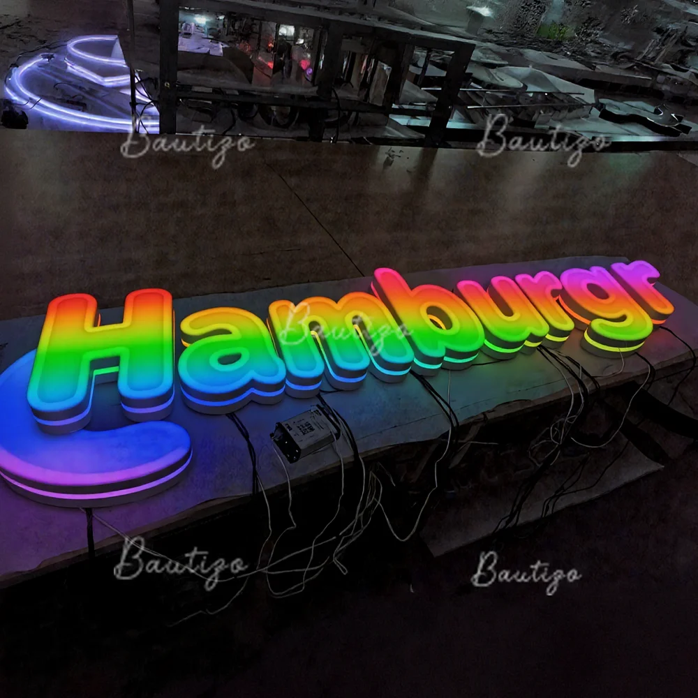 مخصص RGB رسائل تسجيل لافتة RGB Led أضواء كامل اللون الإعلان مضيئة 3D الاكريليك لافتات شعار الأعمال الجدار